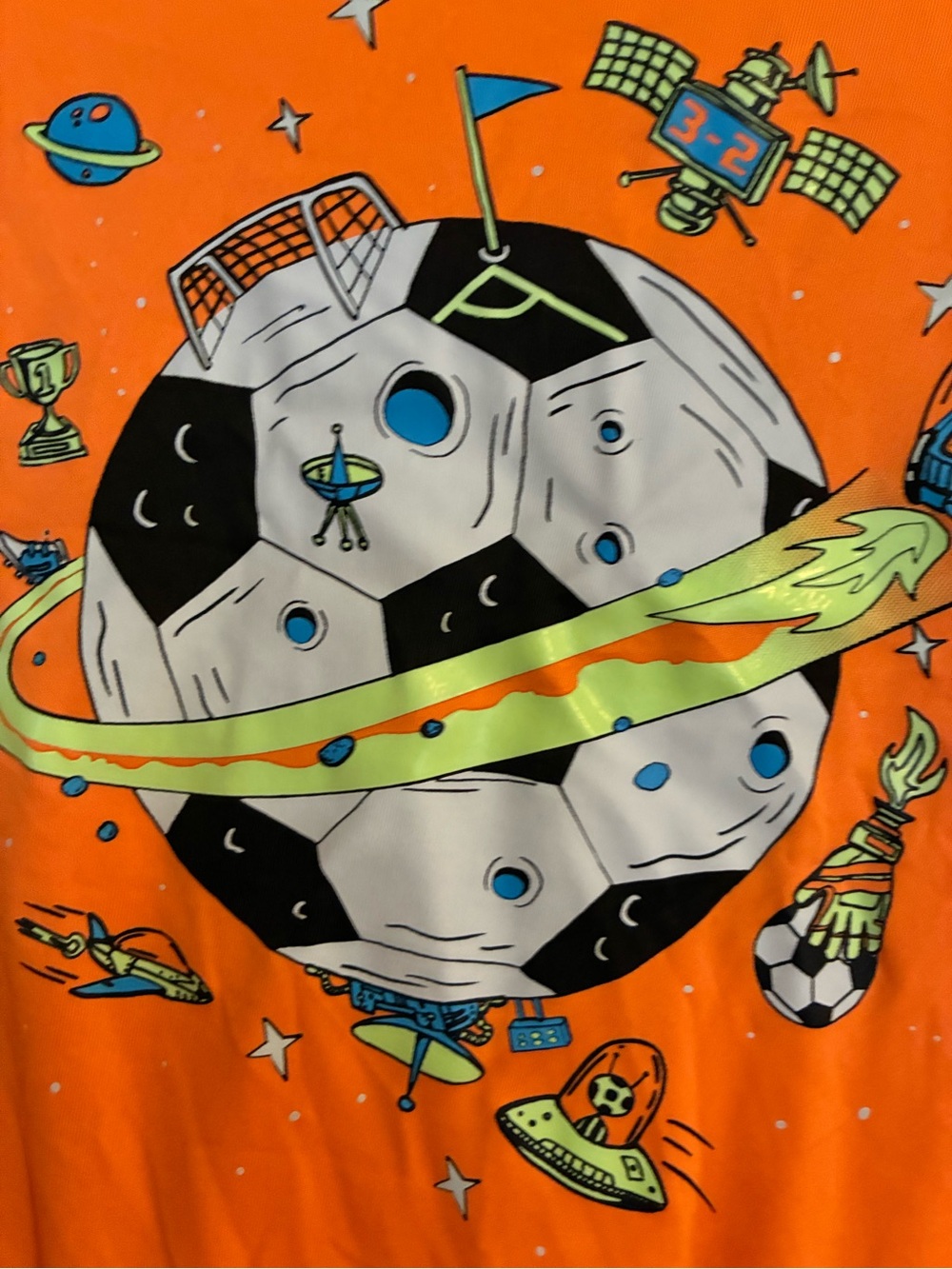 Athletic Works Orange Space Soccer Graphic Tee